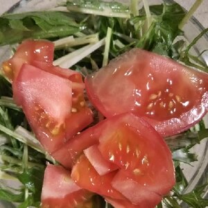 水菜とトマトのマヨポンサラダ